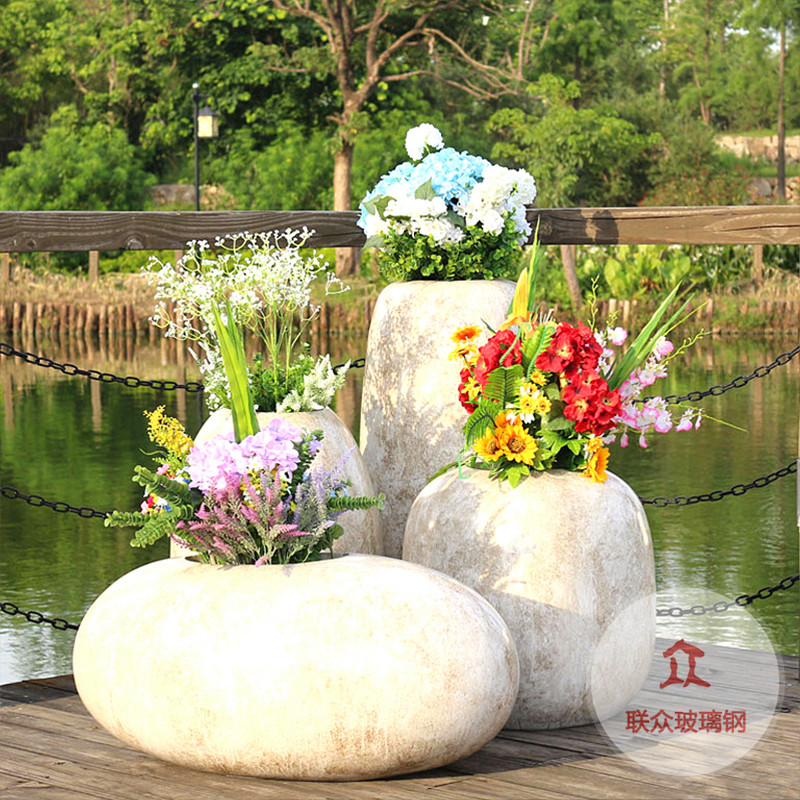 玻璃鋼花盆圓形大號(hào)花缽組合商場(chǎng)長(zhǎng)方形花箱菱形落地戶外花壇定制