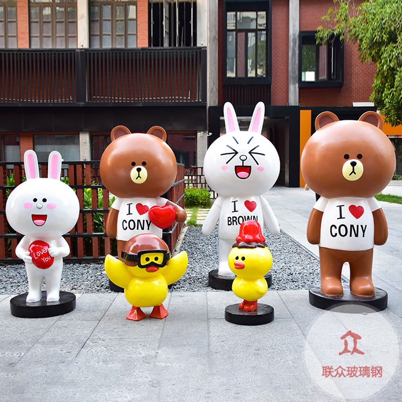 玻璃鋼卡通雕塑公仔動(dòng)漫吉祥物定制造型大廳景觀戶外公園大型擺件