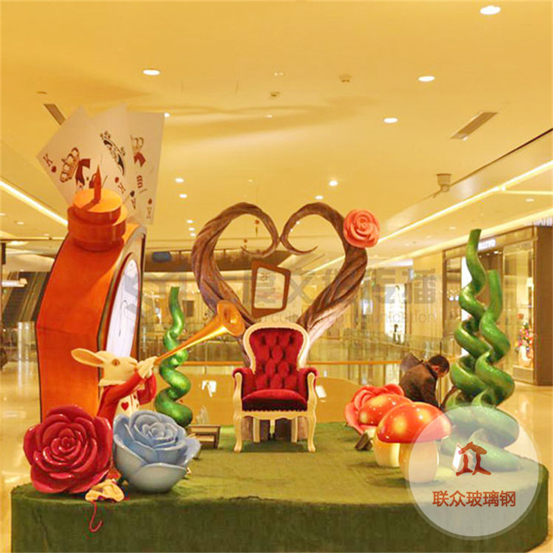 玻璃鋼雕塑定制卡通人物模型商場售樓處美陳戶外大型創(chuàng)意落地?cái)[件