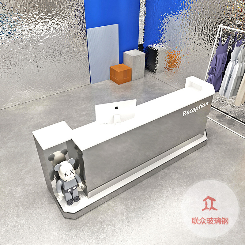 定制玻璃鋼前臺(tái)酒店接待臺(tái)商場(chǎng)收銀臺(tái)圓形大吧臺(tái)售樓部異形水吧臺(tái)